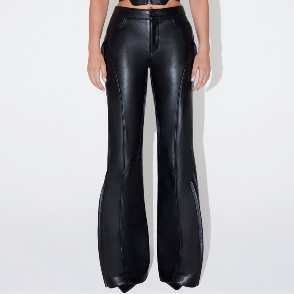 KHY Black Faux Leather Pants size M